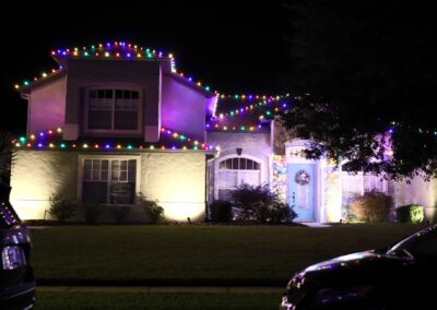 House lit with christmas lights