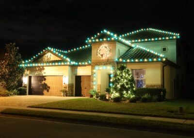 central florida home with christmas lights installed