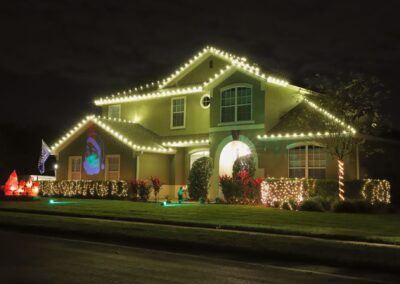christmas light installation with projector
