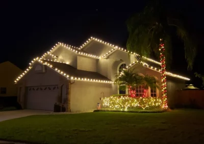 White christmas lights on suburban home